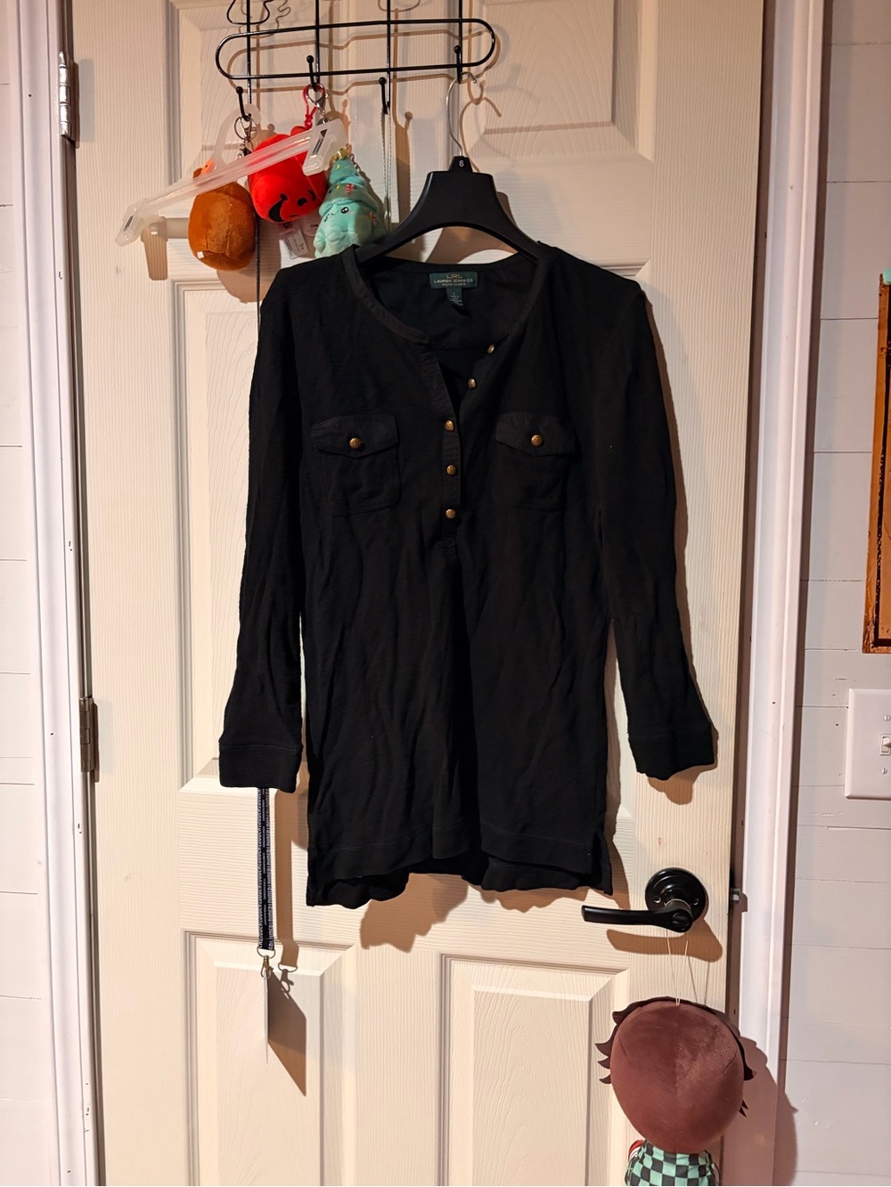 Ralph Lauren Black Long-Sleeve Henley Tunic